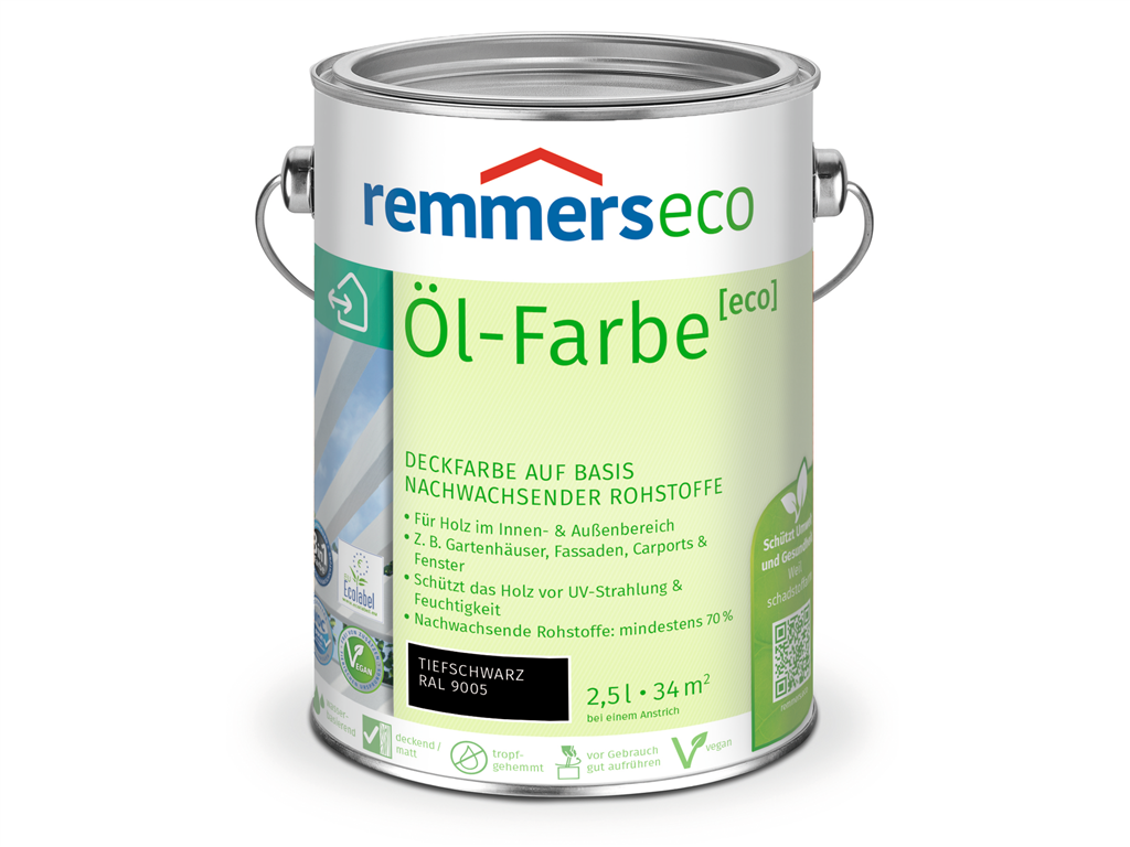 Remmers eco Dauerschutz-Farbe 3in1 2,50 Liter Tiefschwarz RAL 9005
