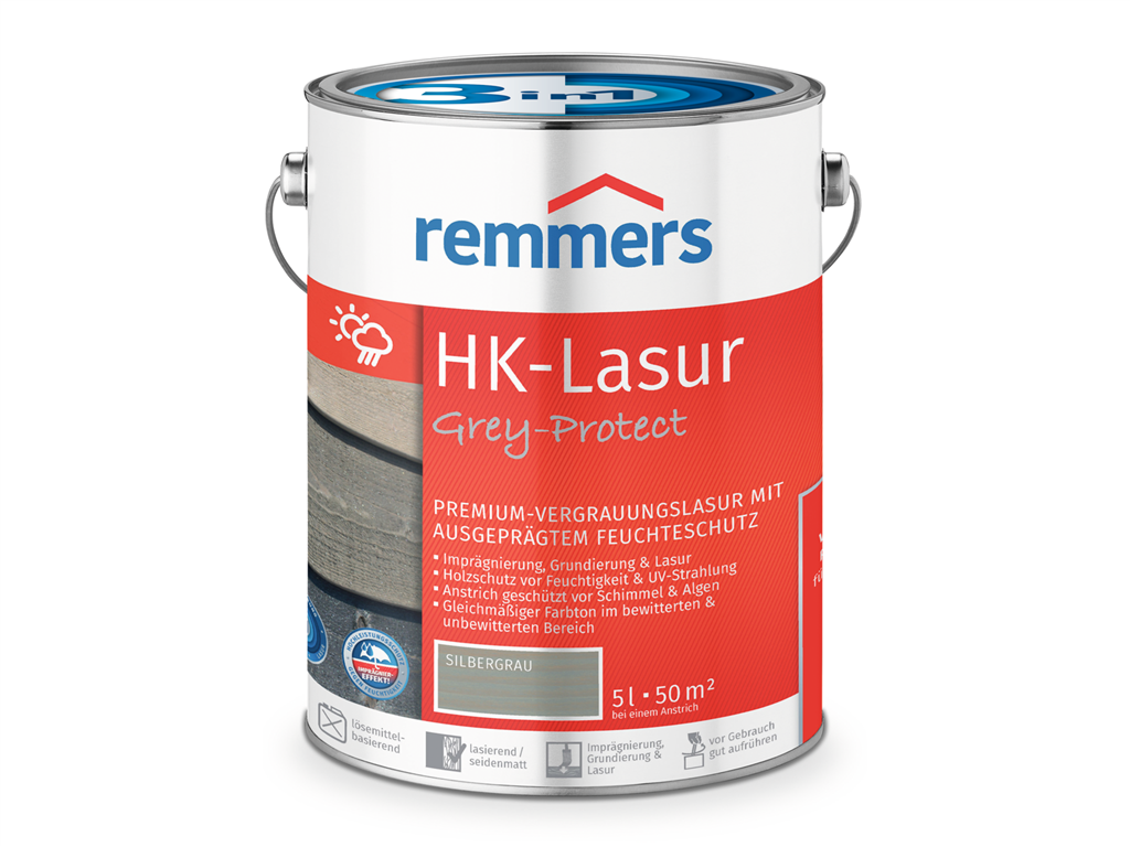 Remmers HK-Lasur 3in1 plus 2,50 Liter Silbergrau RC-790