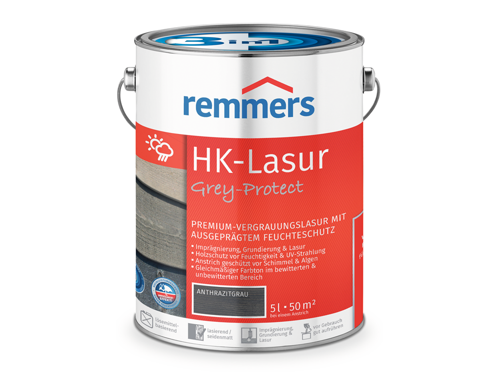 Remmers Aqua HK-Lasur 3in1 plus 5,0 Liter Anthrazitgrau